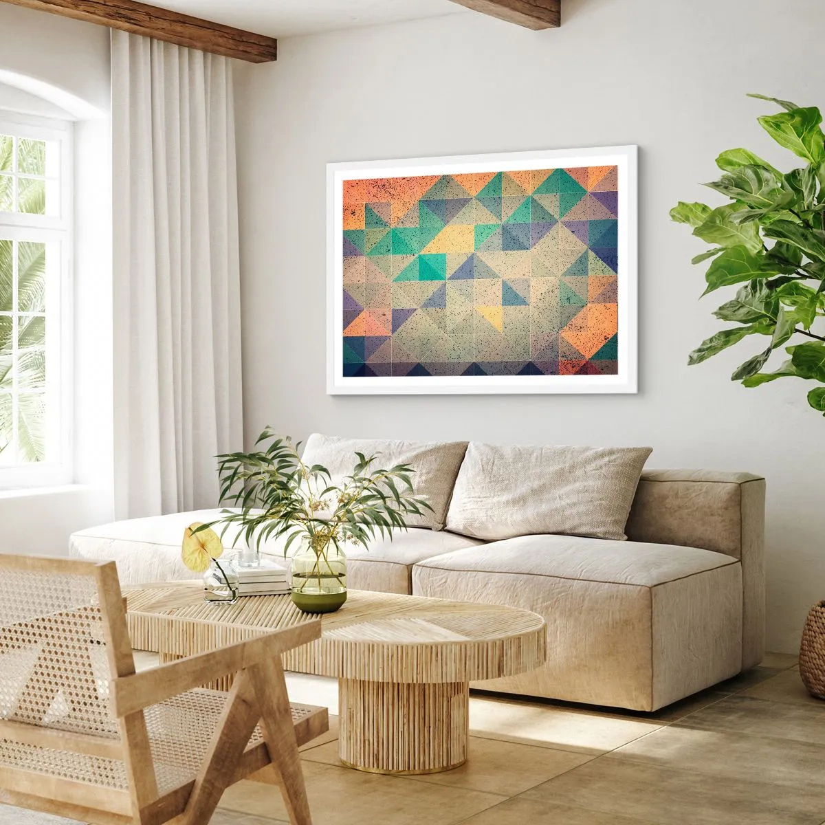 Affiche dans un cadre blanc - Poster - République des triangles - 100x70 cm