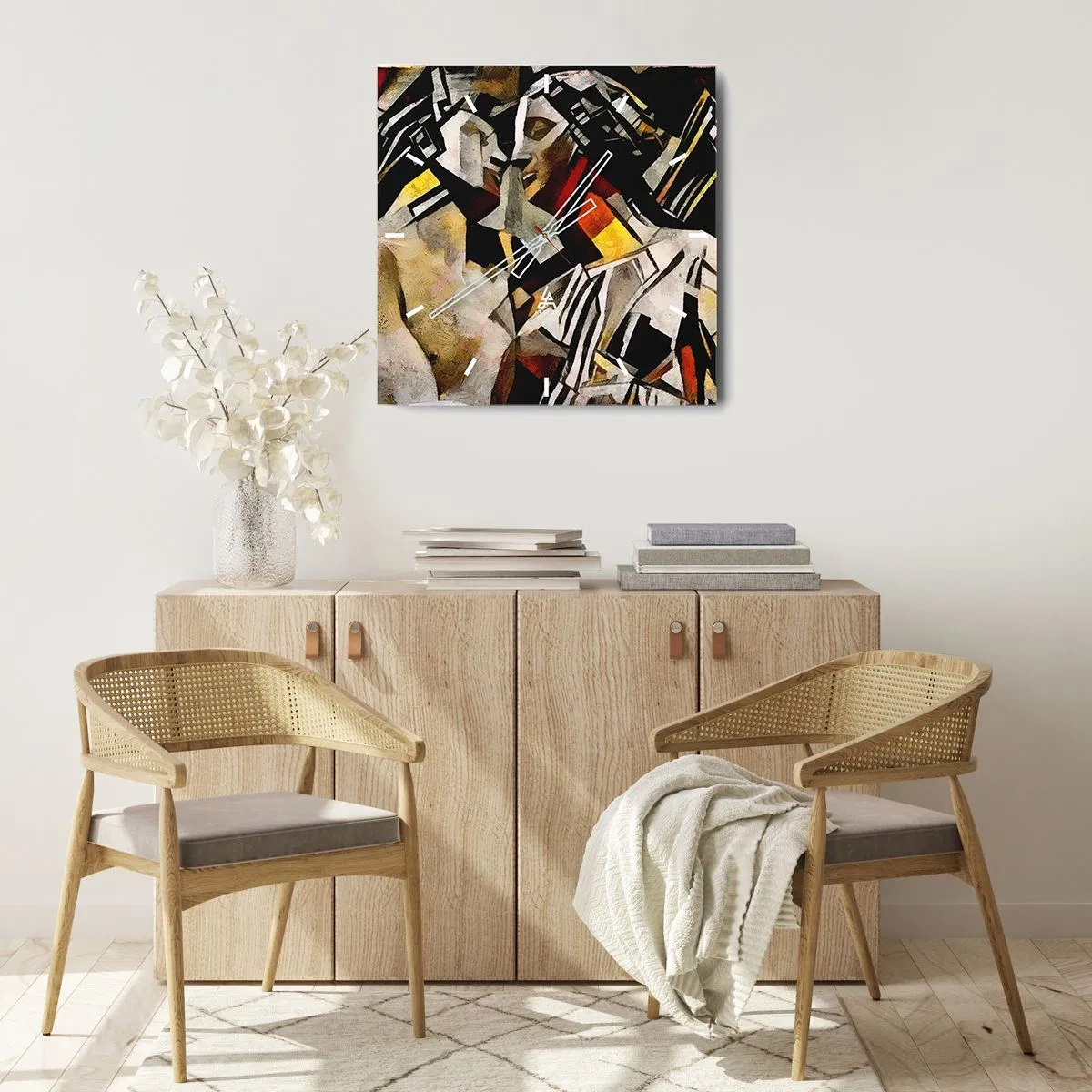 Horloge murale - Pendule murale - Composition abstraite avec des silhouettes dans une forme dynamique - 30x30cm - Un baiser sculptural - Décoration murale moderne pour le salon et la chambre ARTTOR