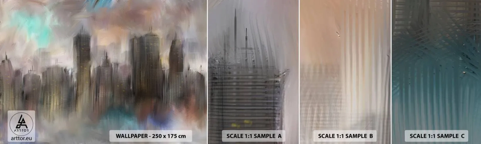 Échantillon De Papier Peint Standard Eco - Une composition d'acier, de pierre et de brouillard - Ville, Architecture, Morceau - 100x30 cm