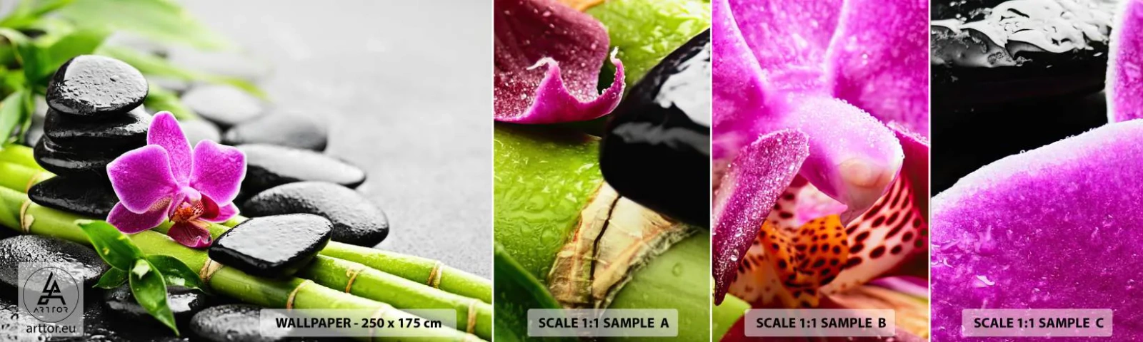 Échantillon de Papier Peint Autocollant Deluxe Sticker - Dans un équilibre de calme - Fleurs, Orchidée, Orchidée - 100x30 cm