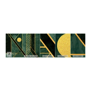 Échantillon De Papier Peint Standard Eco - Dynamique or et azur - Abstraction, Morceau, Motif géométrique - 100x30 cm