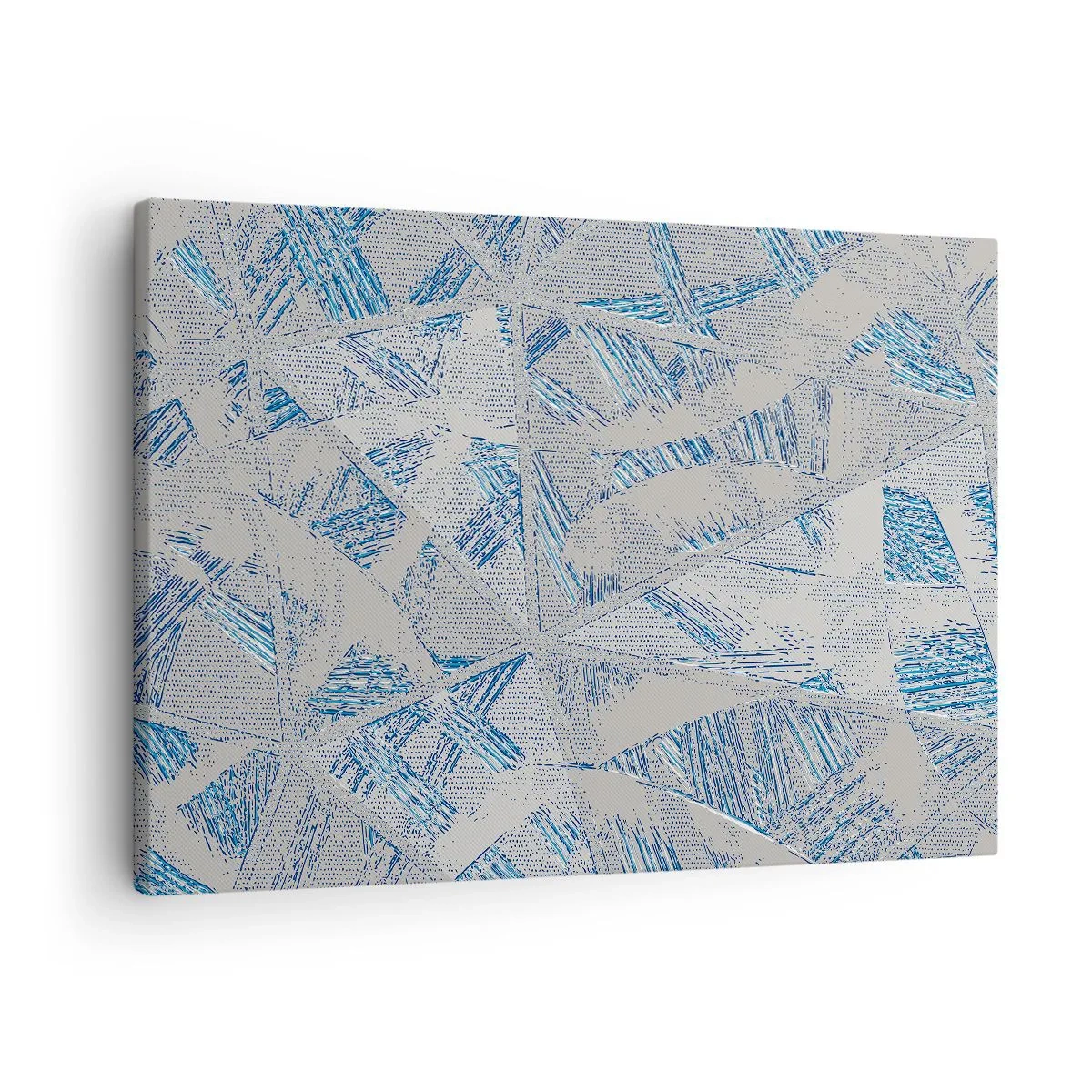 Impression sur toile - Image sur toile - Motifs géométriques dans les tons de bleu et de gris - 70x50cm - Dans un labyrinthe bleu-gris - Décoration murale moderne pour le salon et la chambre ARTTOR