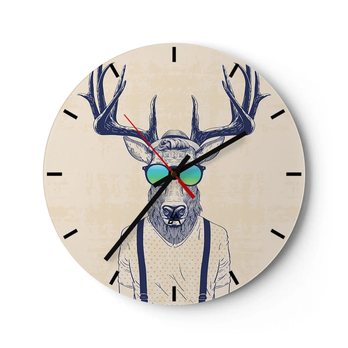 Horloge murale - Pendule murale - Cerf portant des lunettes de soleil style hipster - 30x30cm - A qui vous attendiez-vous ? - Décoration murale moderne pour le salon, la cuisine et la chambre ARTTOR