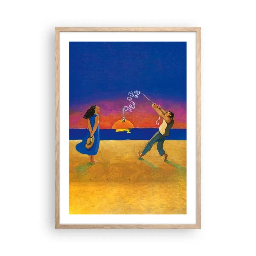 Affiche dans un chêne clair - Poster - Plus qu'une étoile dans le ciel - 50x70 cm