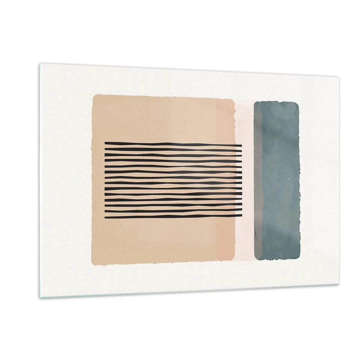 Impression sur verre - Image sur verre - Composition géométrique avec des rayures et des blocs de couleurs - 120x80cm - Tout est en ordre - Décoration murale moderne pour le salon et la chambre ARTTOR