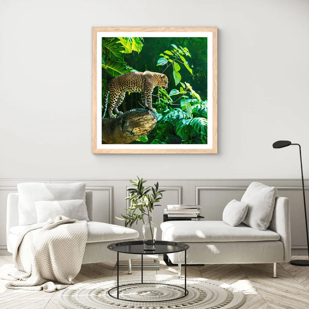 Affiche dans un chêne clair - Poster - À la chasse? - 50x50 cm