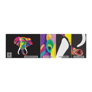 Échantillon de Papier Peint Premium Canvas - L'éléphant qui aimait se baigner dans un arc-en-ciel - Animaux, Éléphant, Image colorée - 100x30 cm