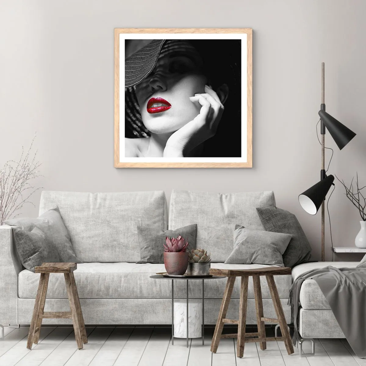 Affiche dans un chêne clair - Poster - Étude écarlate - 30x30 cm