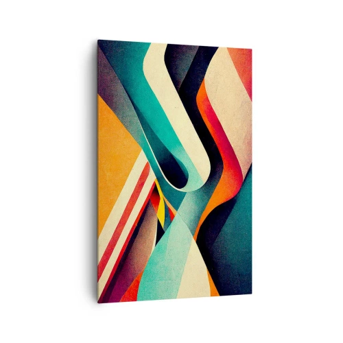 Impression sur toile - Image sur toile - Vagues abstraites colorées dans une composition dynamique - 80x120cm - Composition intense - Décoration murale moderne pour le salon et la chambre ARTTOR