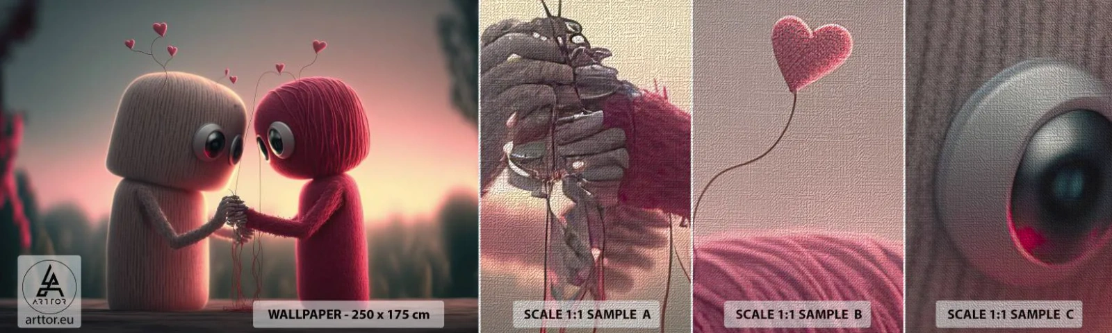 Échantillon de Papier Peint Premium Canvas - Tout le monde a le droit d'aimer - Laine, Enfants, Amour - 100x30 cm