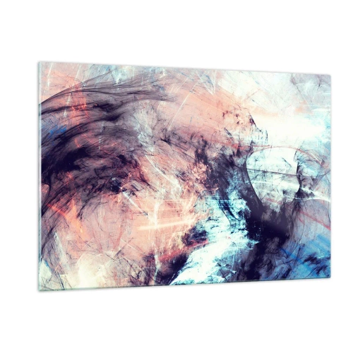 Impression sur verre - Image sur verre - Un mélange abstrait de couleurs dans des tons pastel et sombres. - 120x80cm - Sentir le vent - Décoration murale moderne pour le salon et la chambre ARTTOR