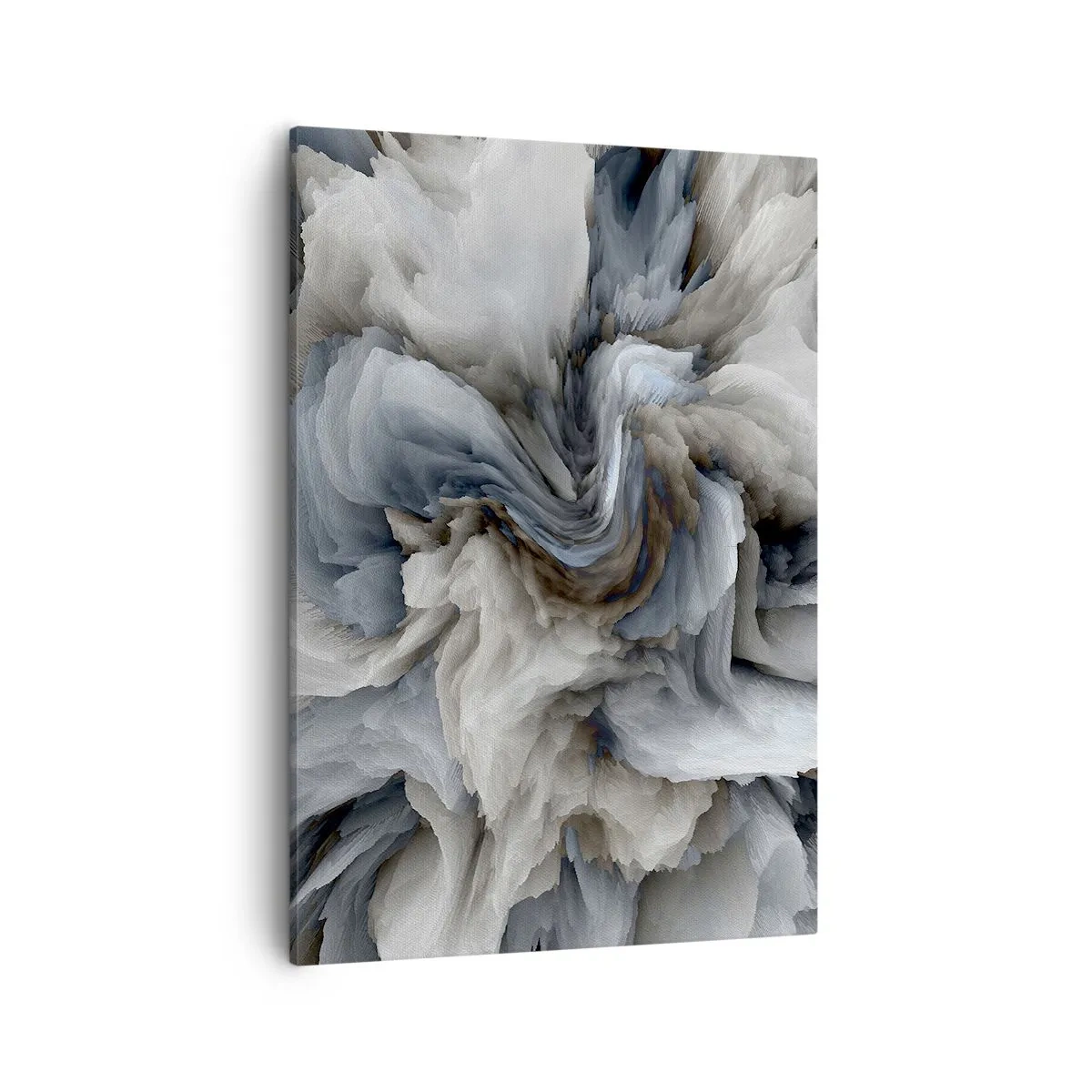 Impression sur toile - Image sur toile - Tourbillon abstrait dans les tons de gris et de bleu - 50x70cm - Pierre et fleur - Décoration murale moderne pour le salon et la chambre ARTTOR