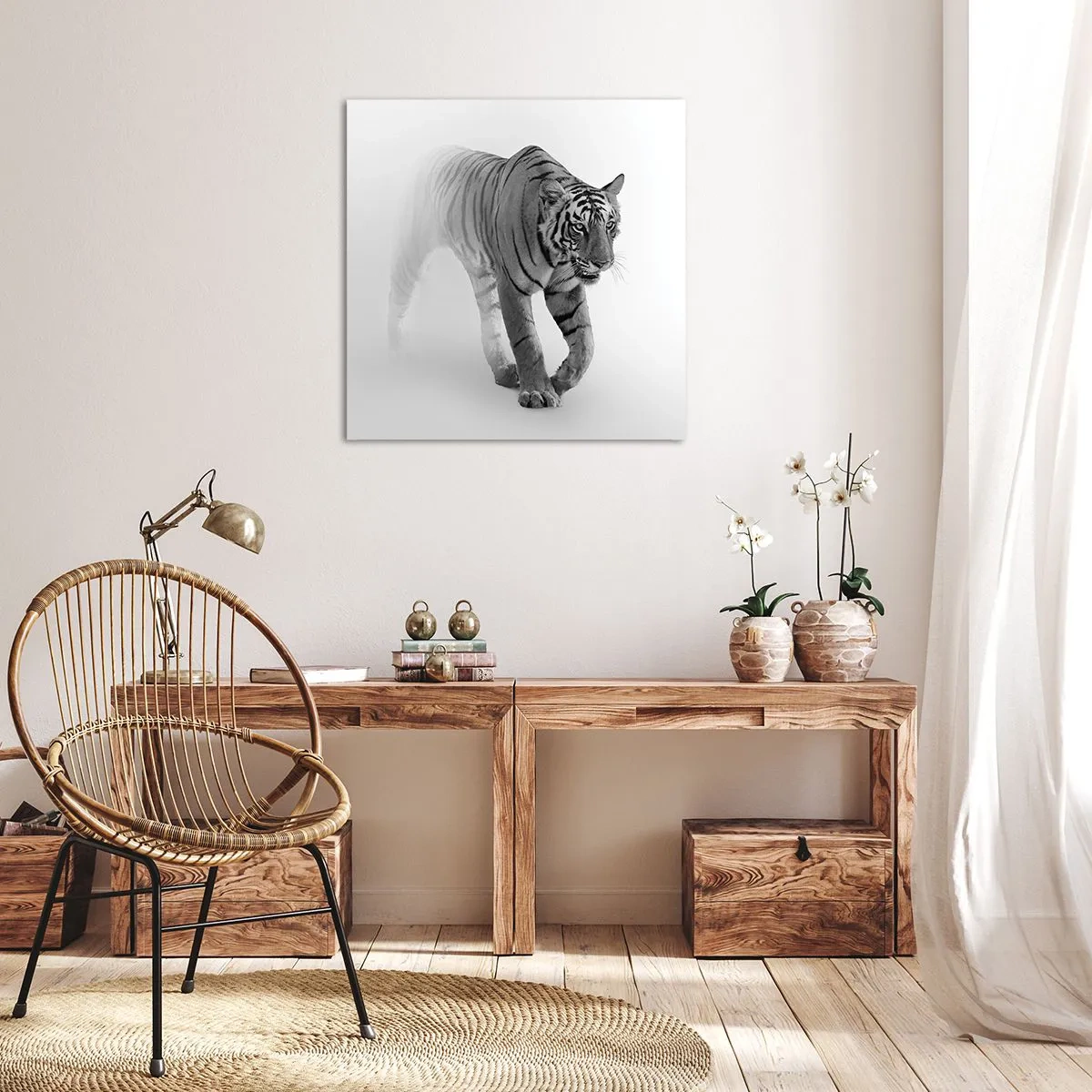 Impression sur toile - Image sur toile - Accroupi dans le brouillard - 70x70 cm