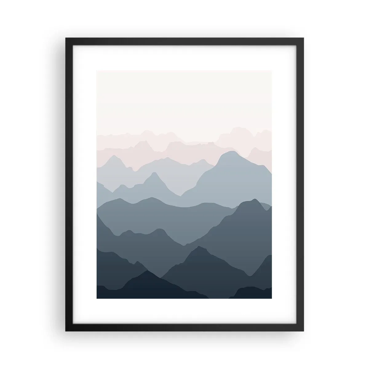 Affiche dans un cadre noir - Poster - Vagues de montagnes - 40x50 cm