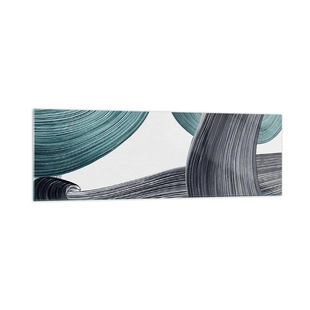 Impression sur verre - Image sur verre - Lignes abstraites fluides dans des tons de vert et de gris - 160x50cm - Sentiers émeraude et noirs - Décoration murale moderne pour le salon et la chambre ARTTOR
