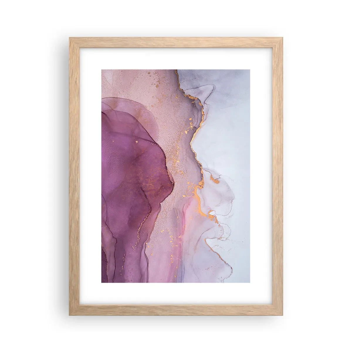 Affiche dans un chêne clair - Poster - Vagues lilas et violettes - 30x40 cm
