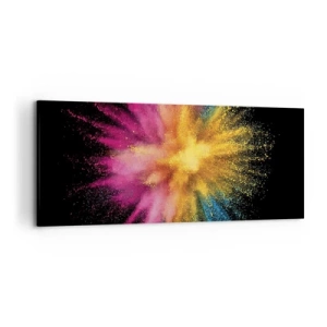Impression sur toile - Image sur toile - Explosion de poudre colorée sur fond noir - 120x50cm - Origine des couleurs - Décoration murale moderne pour le salon et la chambre ARTTOR