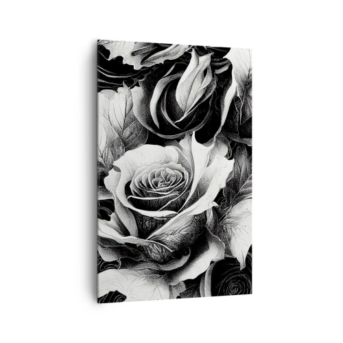 Impression sur toile - Image sur toile - Roses noires et blanches dans une composition élégante - 80x120cm - Toujours une reine - Décoration murale moderne pour le salon et la chambre ARTTOR