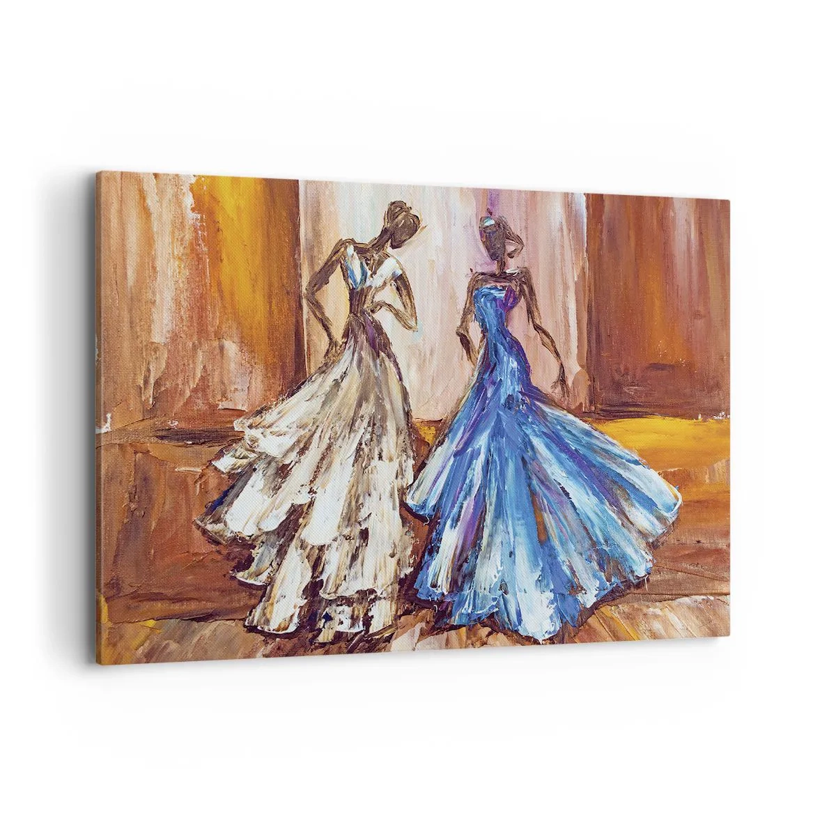 Impression sur toile - Image sur toile - Personnages en robes de soirée dans un style artistique - 120x80cm - Un duo reconnaissant - Décoration murale moderne pour le salon et la chambre ARTTOR