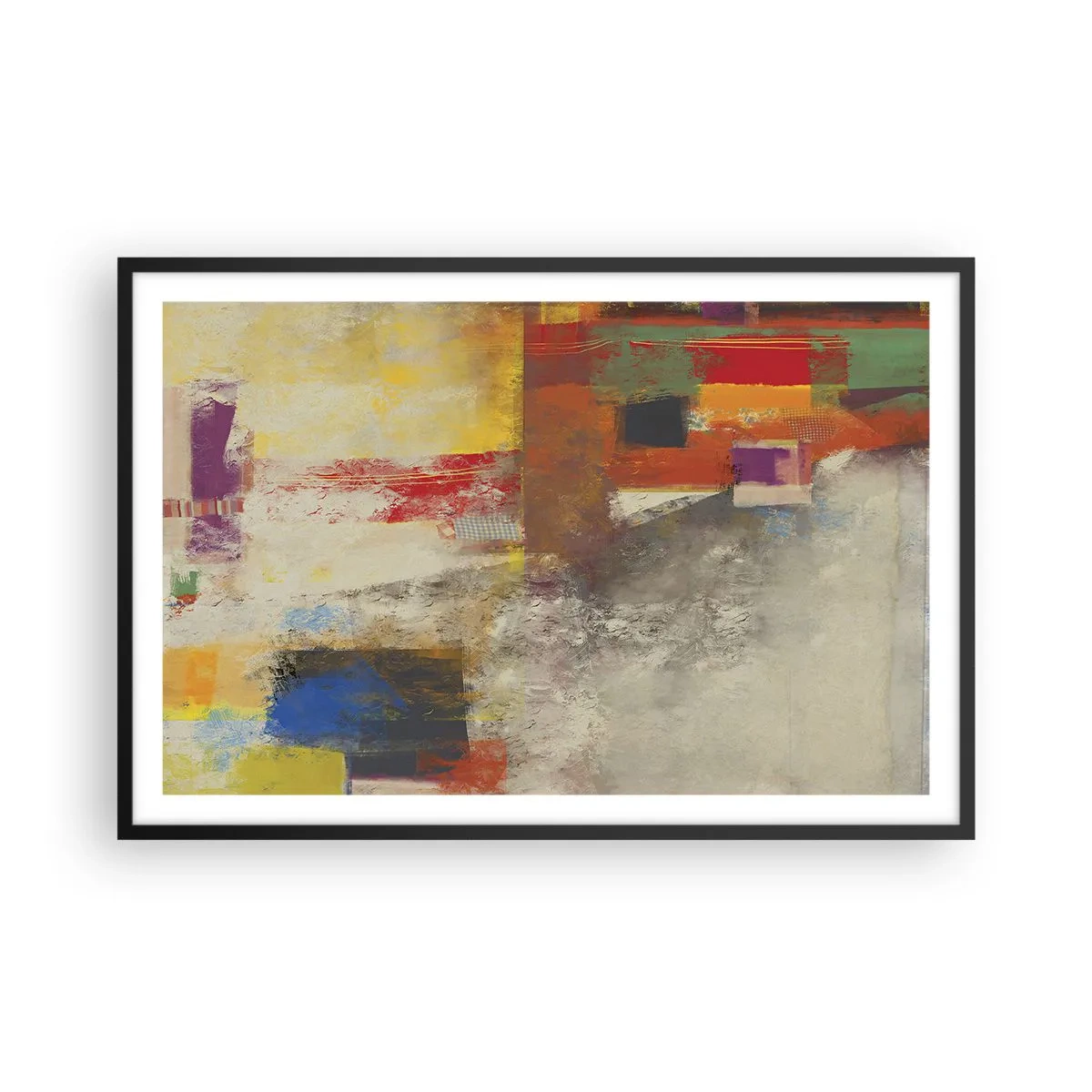 Affiche dans un cadre noir - Poster - Géométrie des couleurs - 91x61 cm