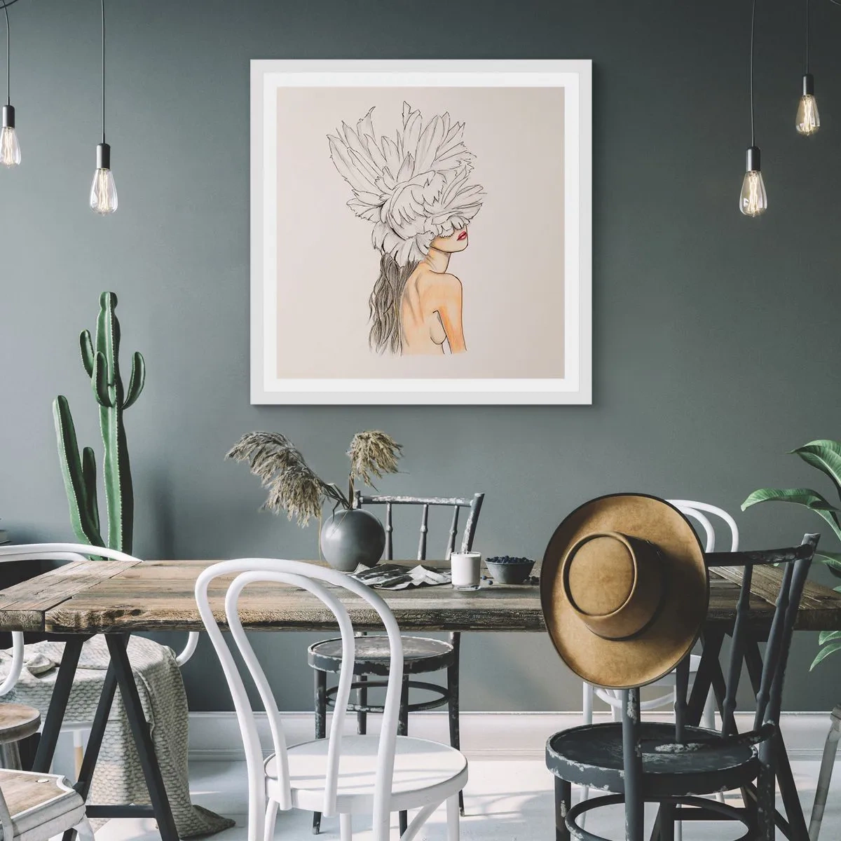 Affiche dans un cadre blanc - Poster - Beauté couronnée - 40x40 cm