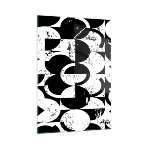 Impression sur verre - Image sur verre - Motif géométrique aux formes contrastées en noir et blanc - 50x70cm - Le blanc est blanc et le noir est noir - Décoration murale moderne pour le salon et la chambre ARTTOR