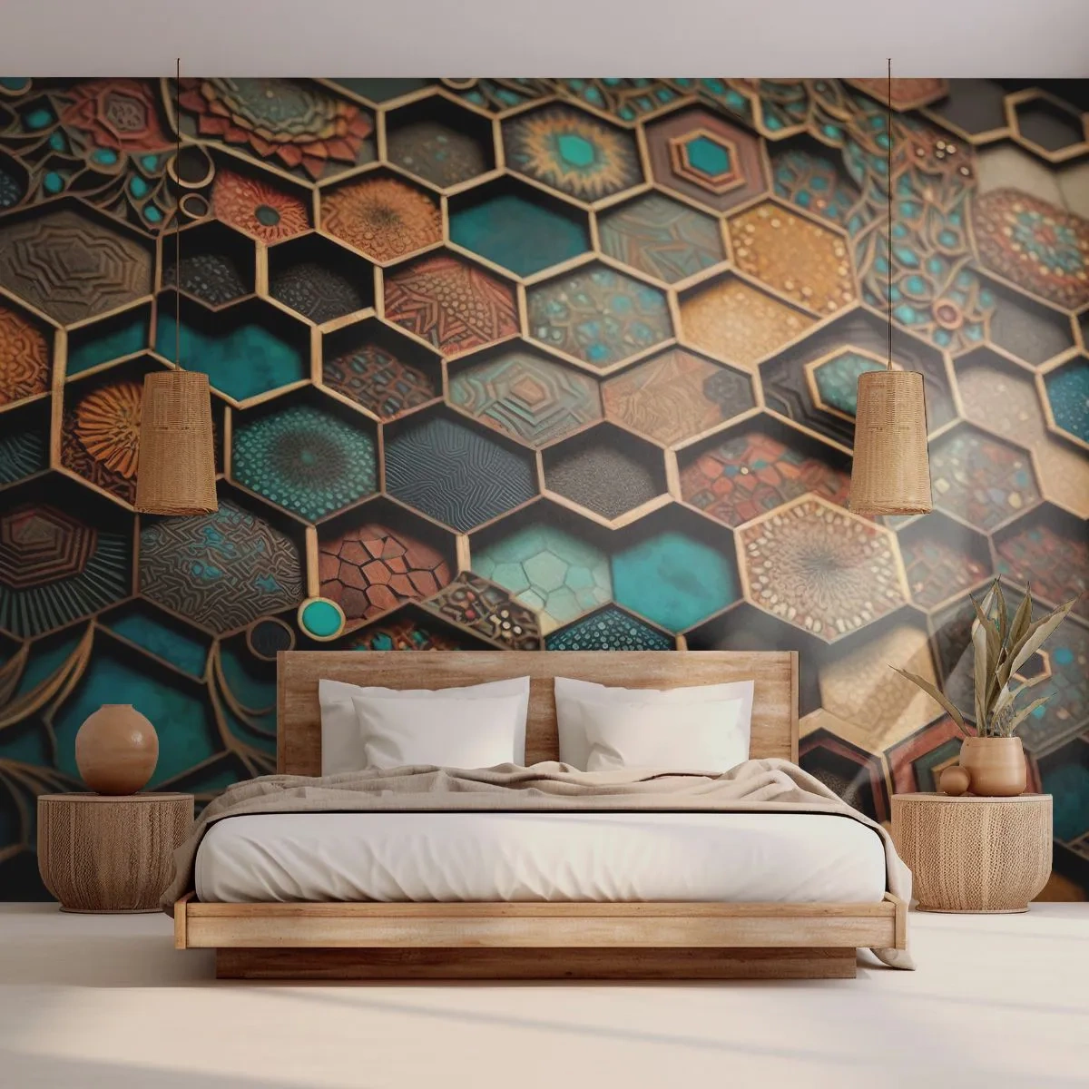 Papier Peint Photo Premium Canvas - Ornements arabes – variation - cube, Mosaïque, Modèle - 300x210 cm