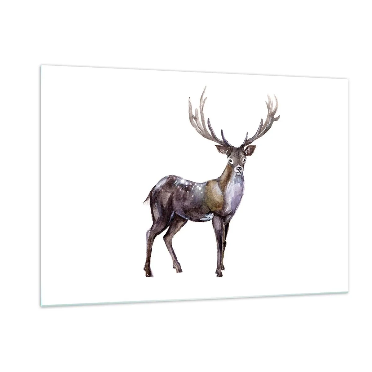 Impression sur verre - Image sur verre - Cerf aquarelle élégant - 120x80cm - Roi de la forêt du nord - Décoration murale moderne pour le salon et la chambre ARTTOR