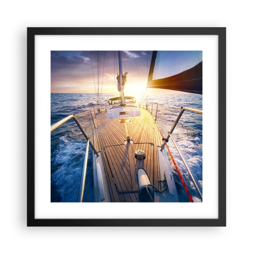 Affiche dans un cadre noir - Poster - Courir sur les vagues - 40x40 cm