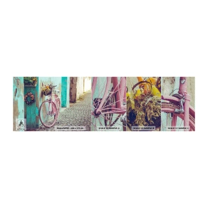 Échantillon de Papier Peint Premium Sand - Je reviens tout de suite - Vélo, Architecture, Fleurs - 100x30 cm