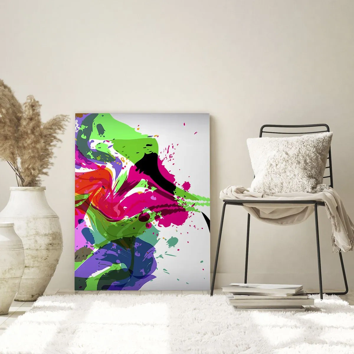 Impression sur verre - Image sur verre - Portrait abstrait coloré aux formes dynamiques - 70x100cm - Une histoire aux couleurs de l'arc-en-ciel - Décoration murale moderne pour le salon et la chambre ARTTOR