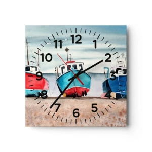 Horloge murale - Pendule murale - Prêt pour la pêche - 40x40 cm