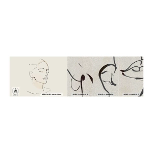 Échantillon de Papier Peint Premium Sand - Une ligne certaine - Abstraction, Visage de femme, Linéaire - 100x30 cm