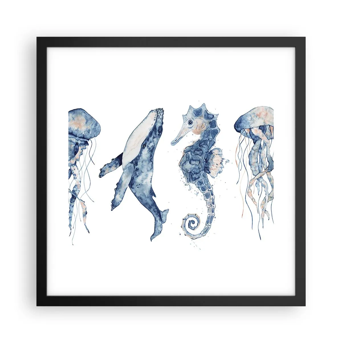 Affiche dans un cadre noir - Poster - Merveilles de la mer - 40x40 cm