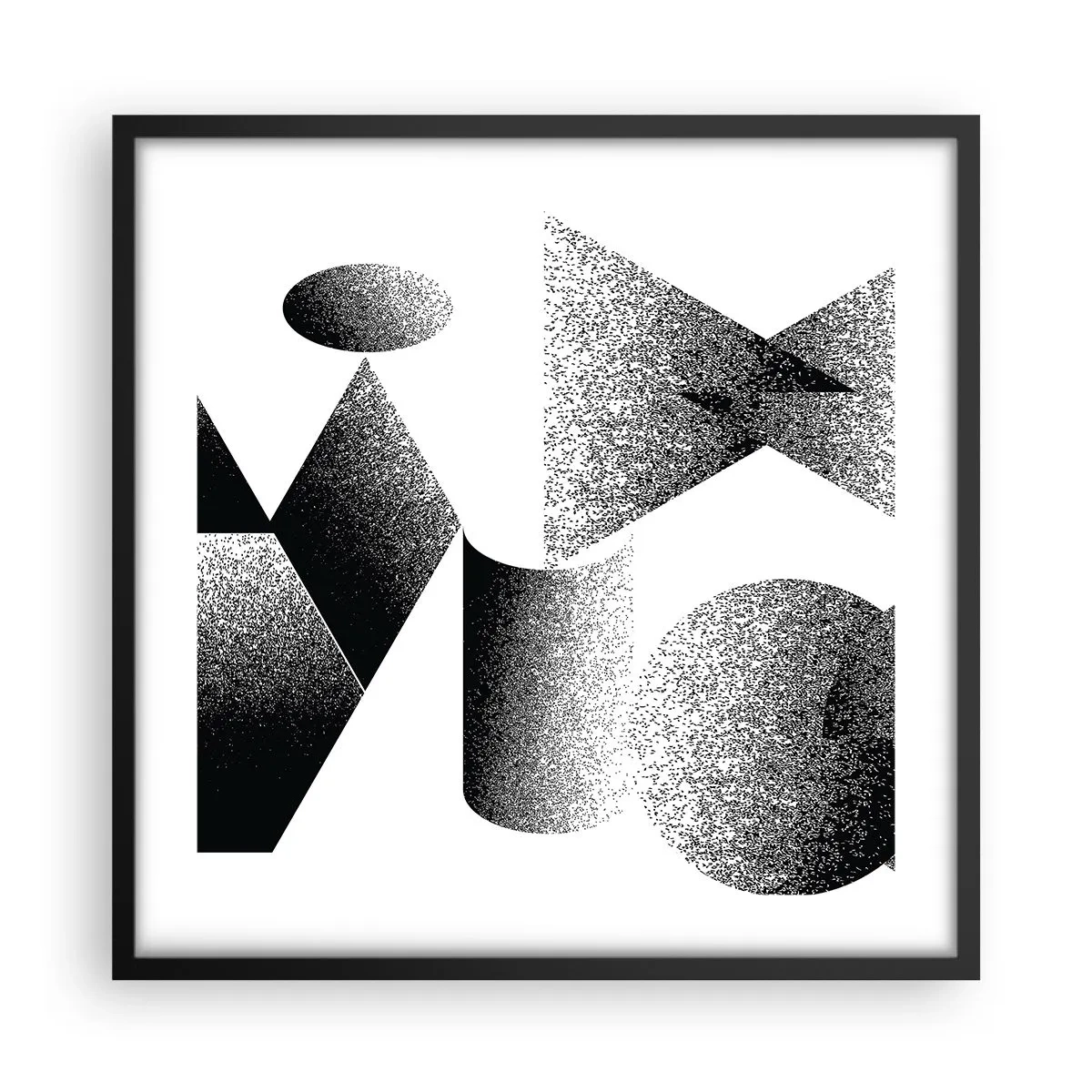 Affiche dans un cadre noir - Poster - Angles et ovales - 50x50 cm