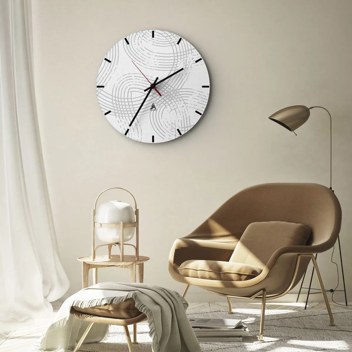Horloge murale - Pendule murale - Lignes grises entrecroisées formant un motif sur un fond blanc - 30x30cm - Il n'y a pas de chemin droit - Décoration murale moderne pour le salon, la cuisine et la chambre ARTTOR