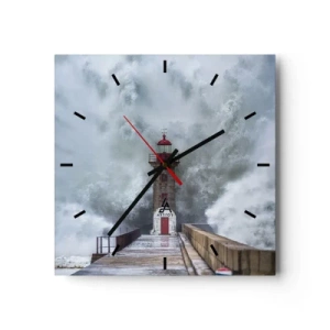 Horloge murale - Pendule murale - Un phare entouré de vagues agitées - 30x30cm - Le rugissement des eaux, le bruit soufflera - Décoration murale moderne pour le salon et la chambre ARTTOR