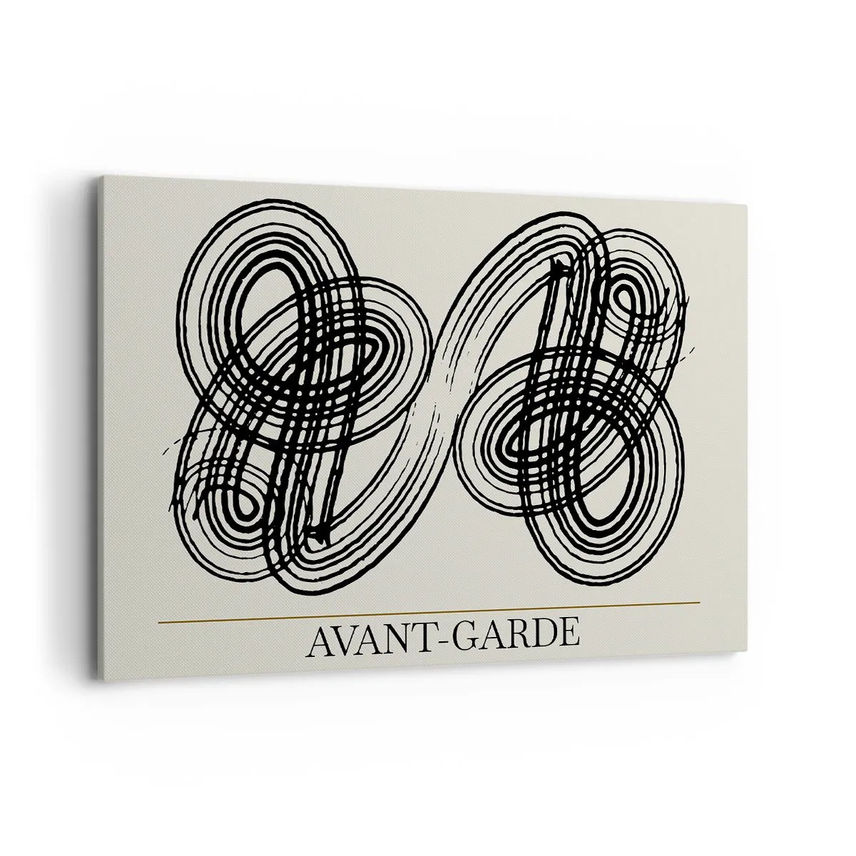 Impression sur toile - Image sur toile - Lignes noires abstraites sur fond clair dans un style avant-gardiste. - 120x80cm - C'est venu spontanément - Décoration murale moderne pour le salon et la chambre ARTTOR