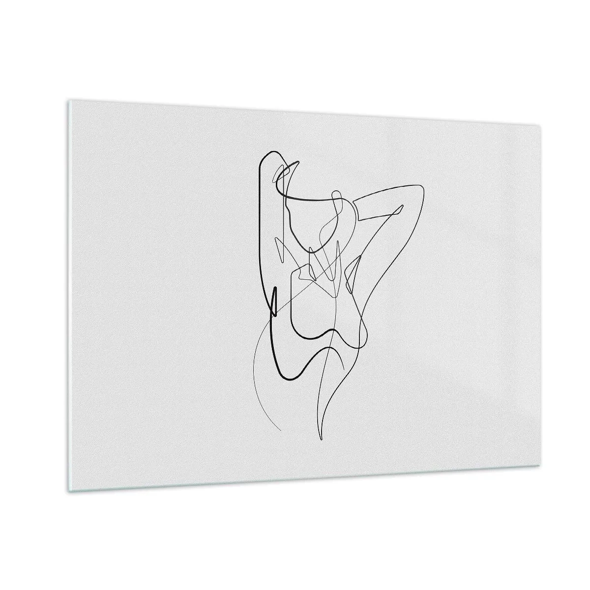 Impression sur verre - Image sur verre - Une silhouette féminine dessinée avec une seule ligne sur un fond blanc - 100x70cm - Vraiment, tu es comme ça... - Décoration murale moderne pour le salon et la chambre ARTTOR