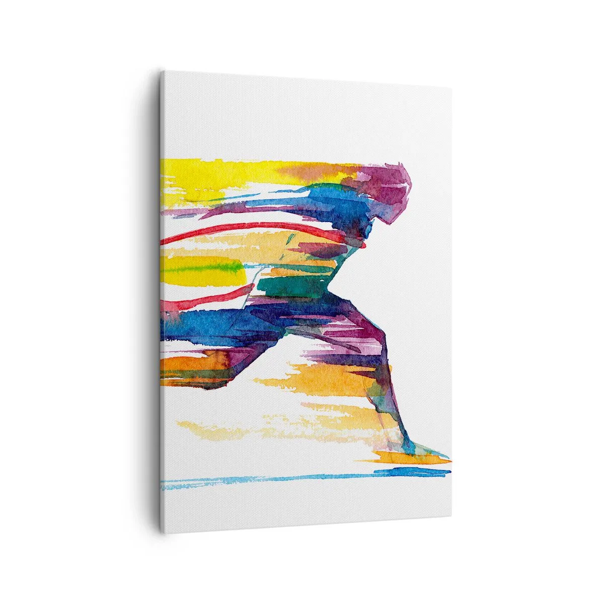 Impression sur toile - Image sur toile - Un coureur aux couleurs abstraites symbolisant le dynamisme et l'énergie - 50x70cm - Courir à travers l'arc-en-ciel - Décoration murale moderne pour le salon et la chambre ARTTOR
