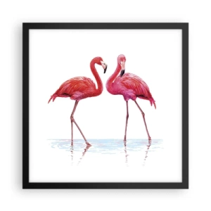 Affiche dans un cadre noir - Poster - Rendez-vous rose - 40x40 cm