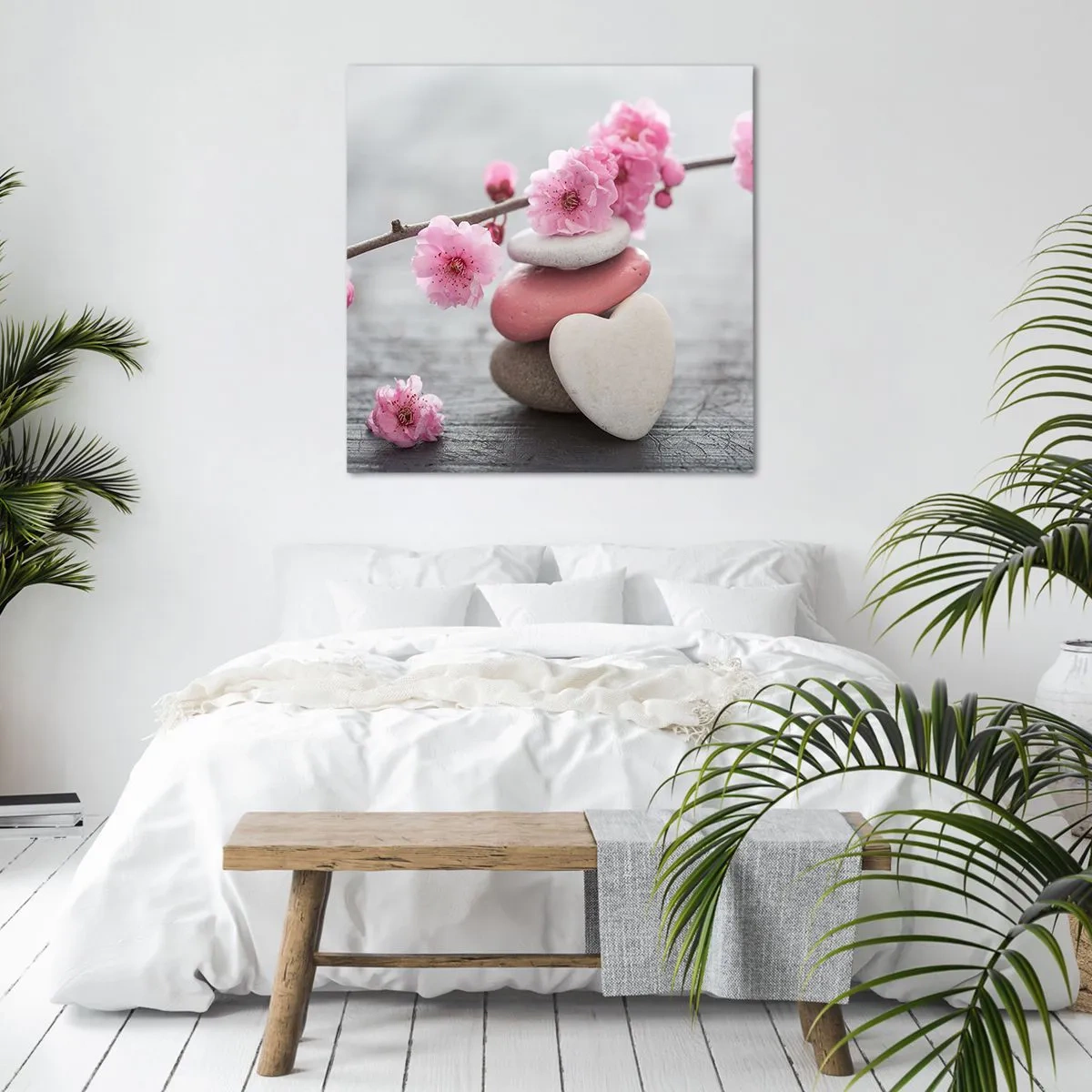 Impression sur toile - Image sur toile - Le bonheur avec une fleur de cerisier - 70x70 cm