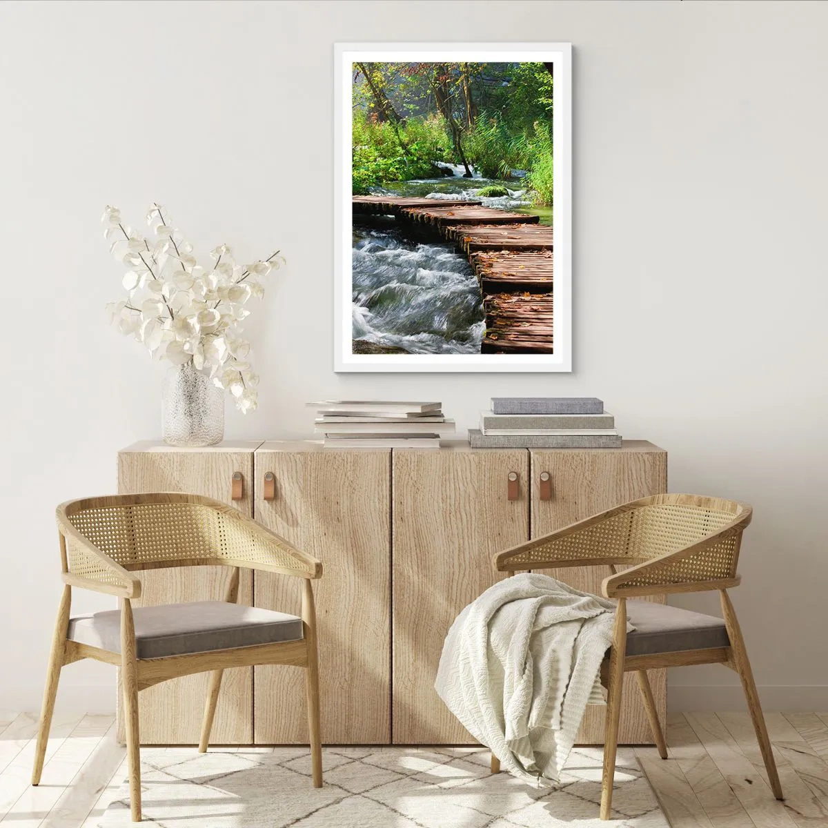 Affiche dans un cadre blanc - Poster - Au-dessus de la cascade mousseuse - 30x40 cm