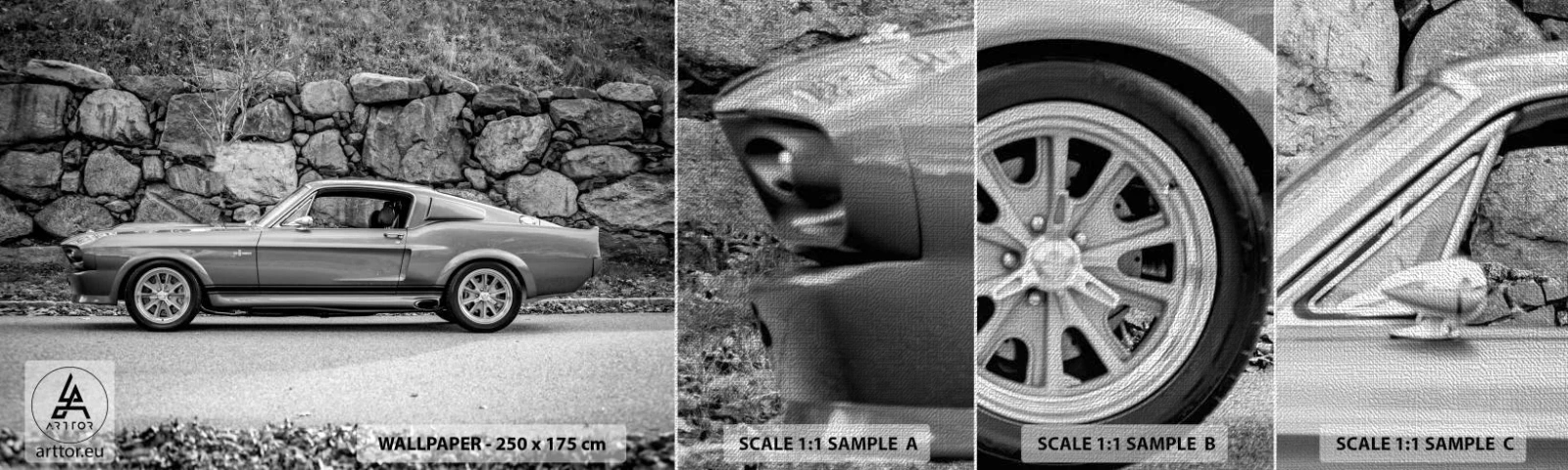 Échantillon de Papier Peint Premium Canvas - Légende des années 60 - Voiture ancienne, Automobile, Voiture de sport - 100x30 cm
