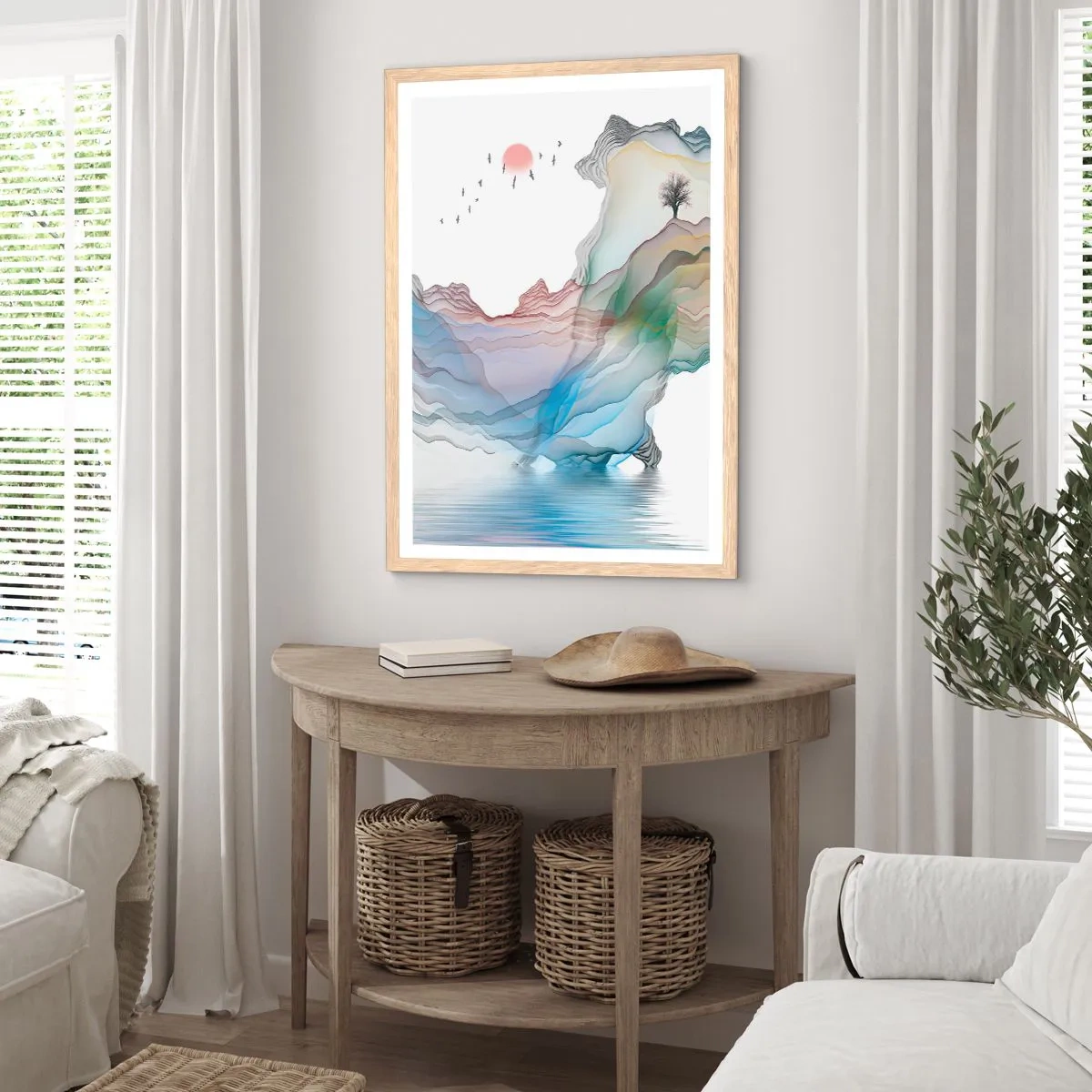 Affiche dans un chêne clair - Poster - Vers les montagnes de cristal - 61x91 cm