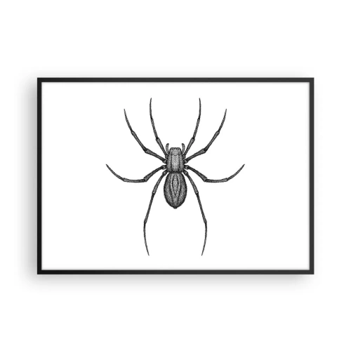 Affiche dans un cadre noir - Poster - Détail d'une araignée sur fond blanc dans un style dessin animé - 100x70cm - Une précision troublante - Décoration murale moderne pour le salon et la chambre ARTTOR