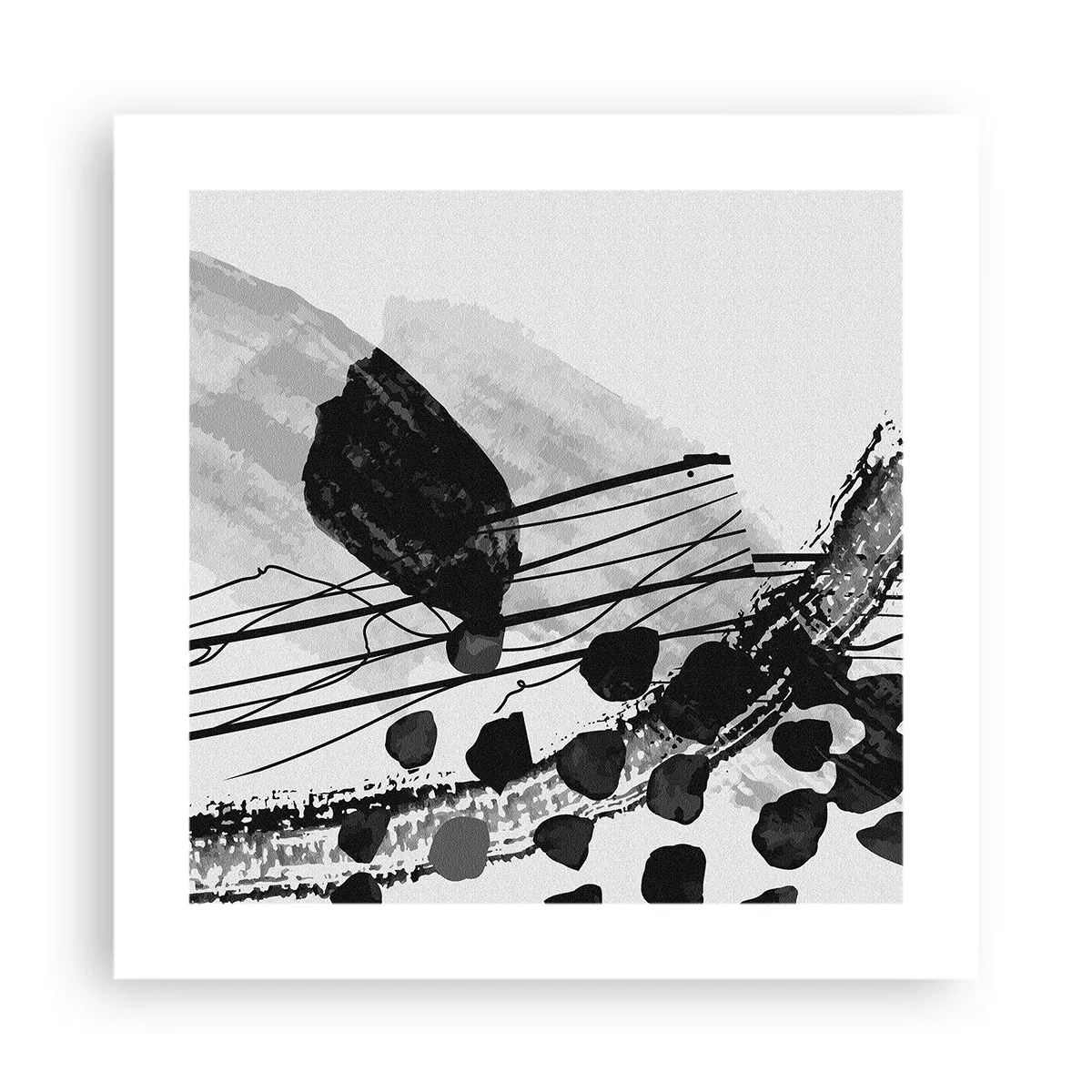 Affiche - Poster - Abstraction organique noir et blanc - 40x40 cm