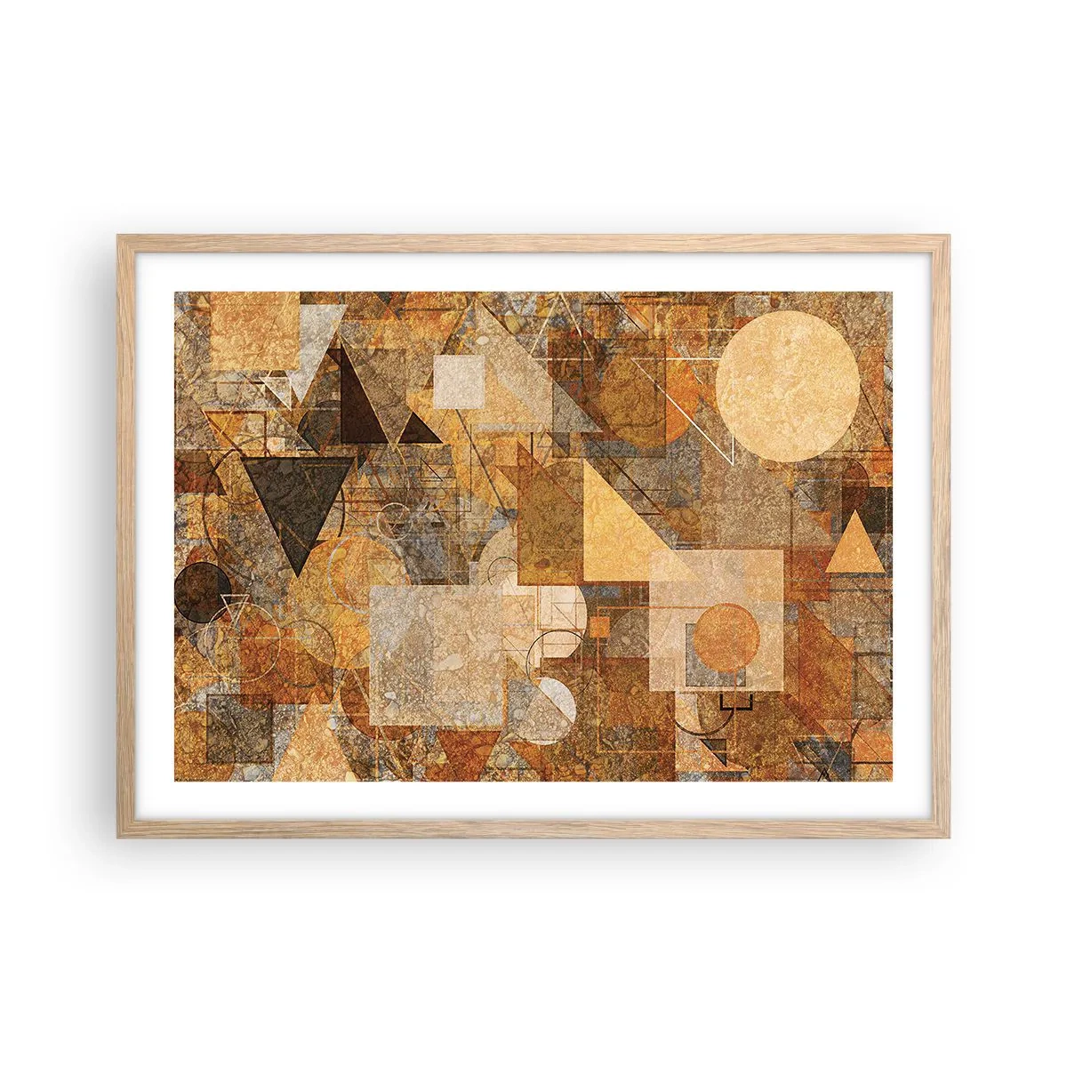 Affiche dans un chêne clair - Poster - Étude cubique de marron - 70x50 cm