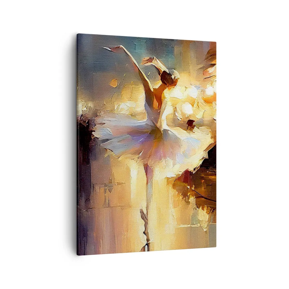 Impression sur toile - Image sur toile - Une ballerine dansant devant une scène éclairée - 50x70cm - Miracle dans la rue - Décoration murale moderne pour le salon et la chambre ARTTOR