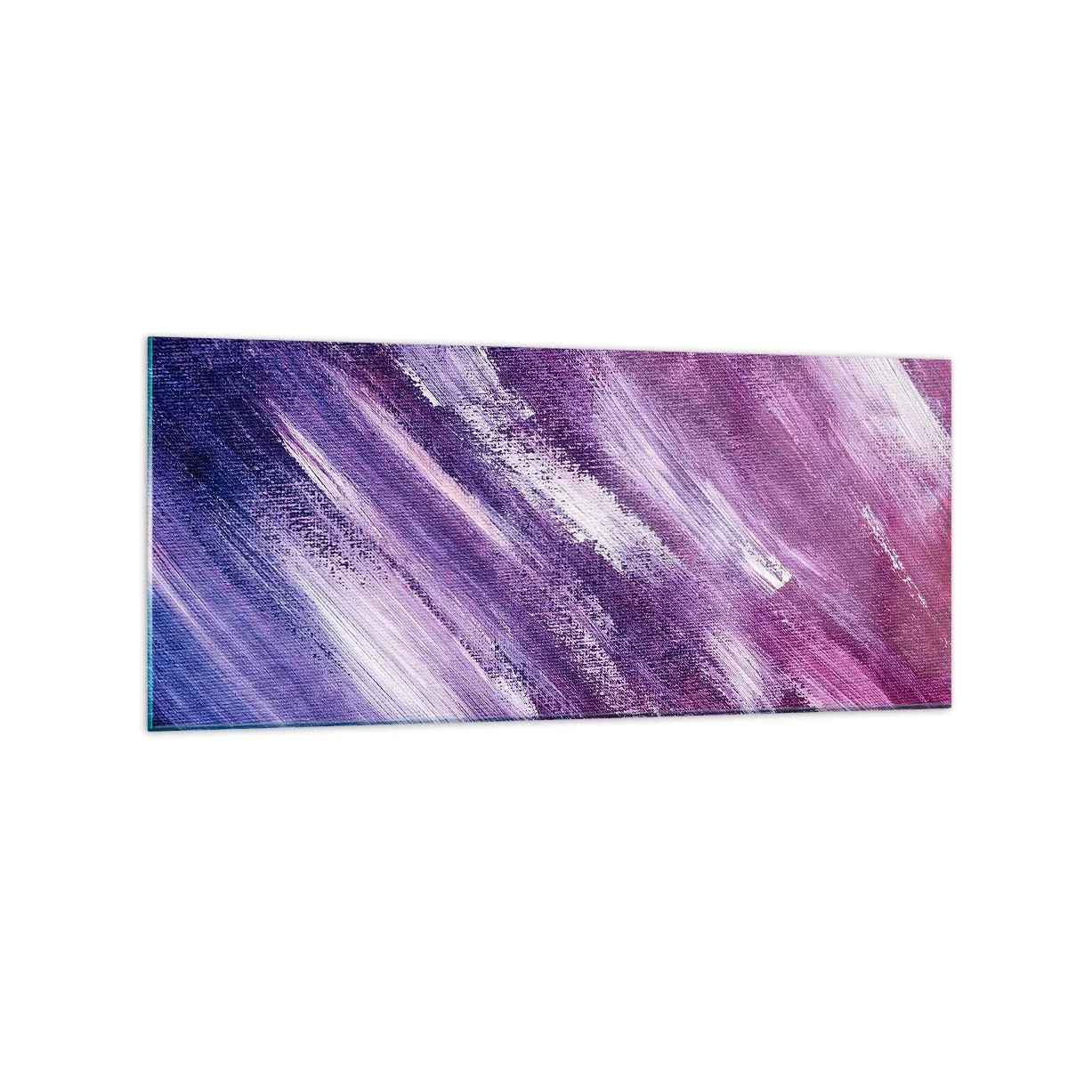 Impression sur verre - Image sur verre - Coups de pinceau abstraits dans des tons de violet et de rose - 120x50cm - Quand le vent ensoleillé souffle - Décoration murale moderne pour le salon et la chambre ARTTOR